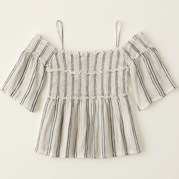 ATM Anthony Thomas Melillo Off-Shoulder Striped Smocked Top M - Picture 1 of 8